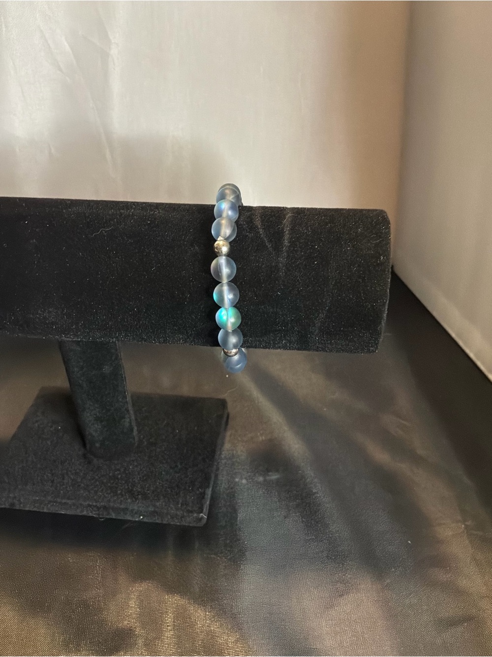 Blue Iridescent Bead Stretch Bracelet - Women Jewelry